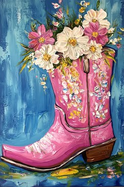 Join Us for a Paint Nite Event, Jul 18th, at 7PM - Cowgirl Floral Bouquet