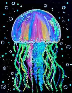 Join us for a Paint Nite Event, Aug 29th at 7PM - Glitter & Glow Jelly Fish