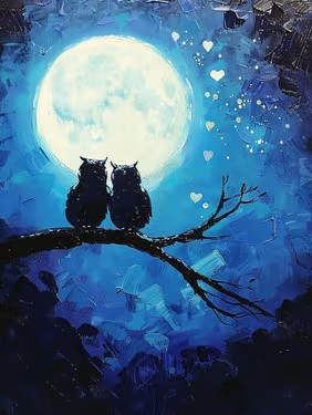 Join us for a Paint Nite Event, Feb 06th, 7PM - Owl Love You in the Moonlight Night