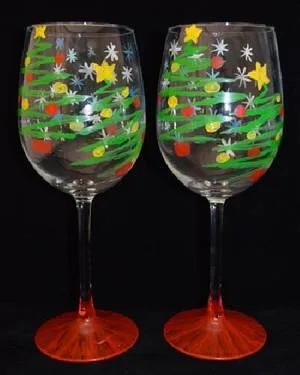 Join us for a Paint Night event, Dec 13th, at 7PM - Holiday Festivities Glassware