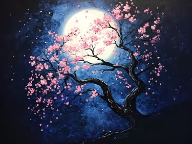 Join us for a Paint Nite Event, Apr 25th, at 7:00PM - Blue Moon Cherry Blossom