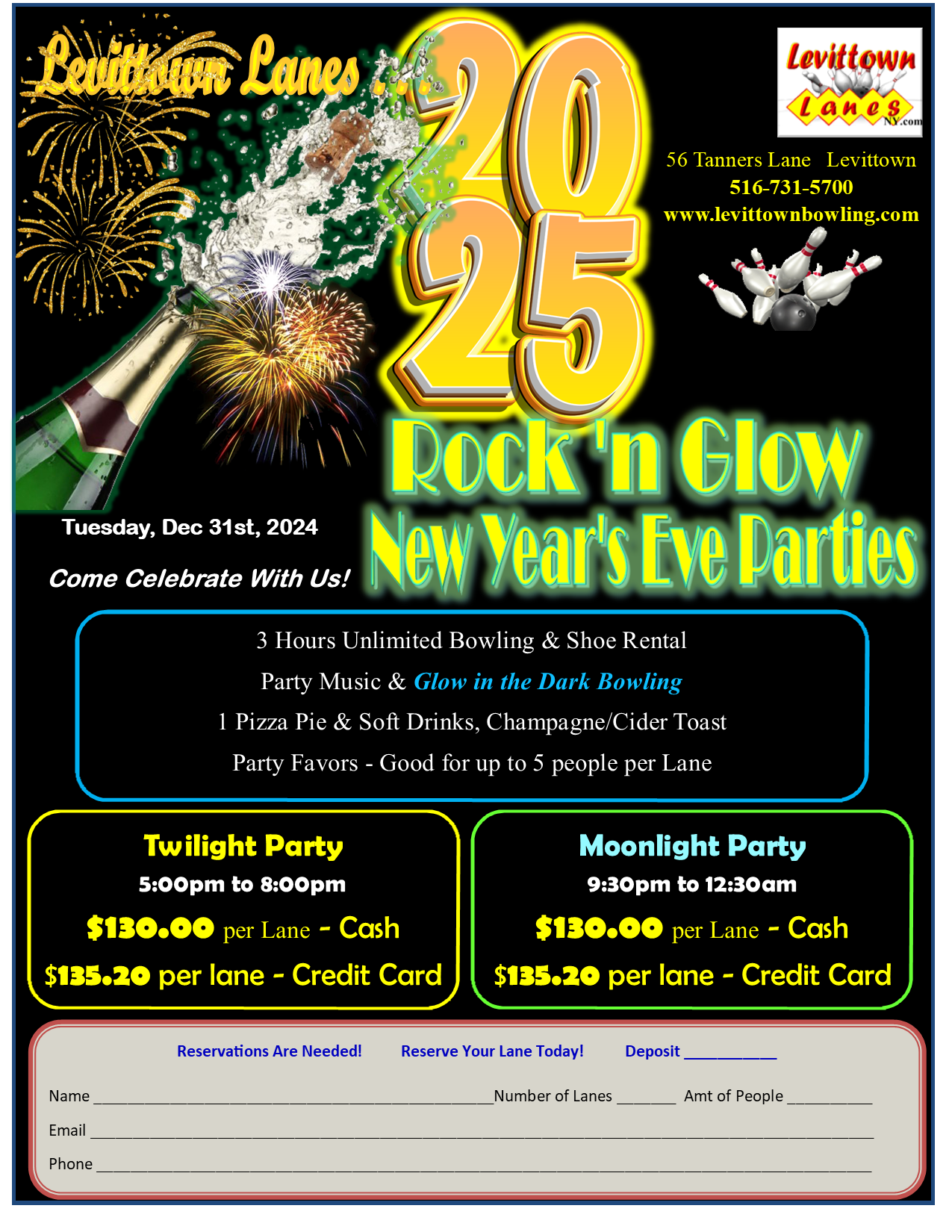 NYE Night Parties at Levittown Lanes