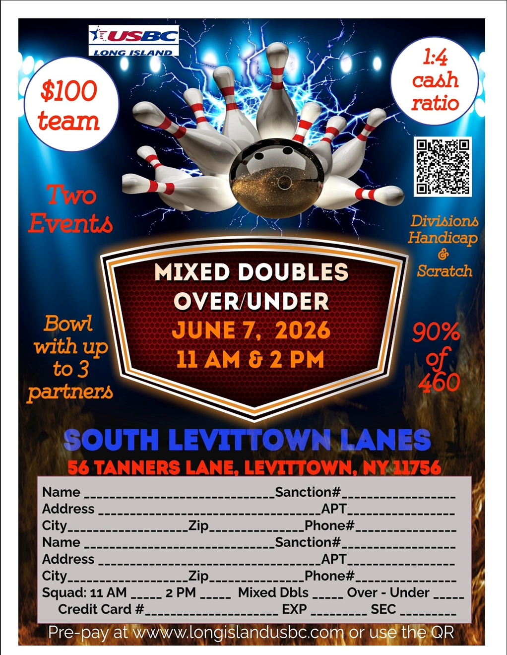 LIUSBC presents the Mixed Doubles Over/Under, June 7th