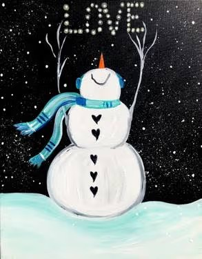 Join us for a Paint Nite event, Jan 17th, 7PM - Winter Snowman Love