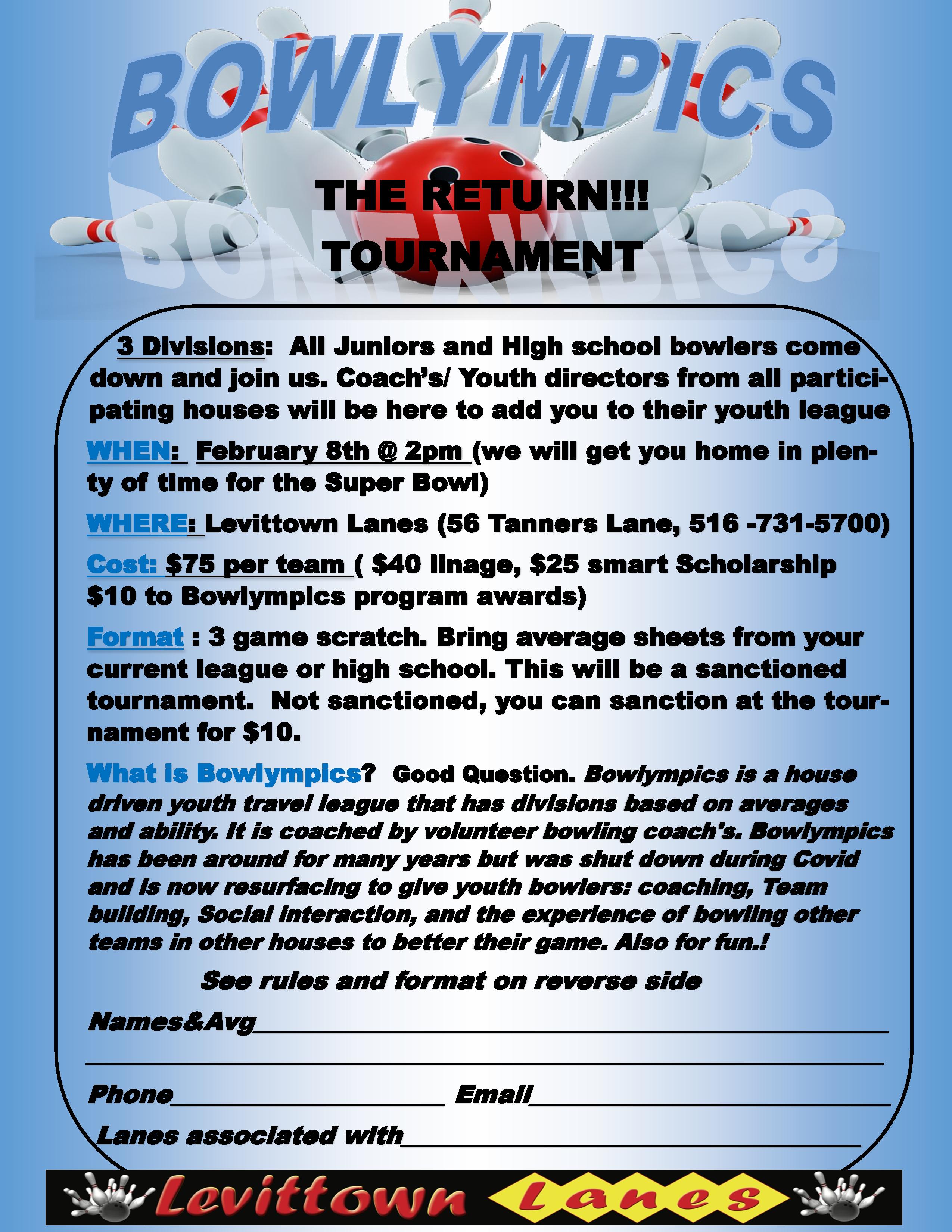 Calling All Juniors!  Bowlympics - The Return Tournament