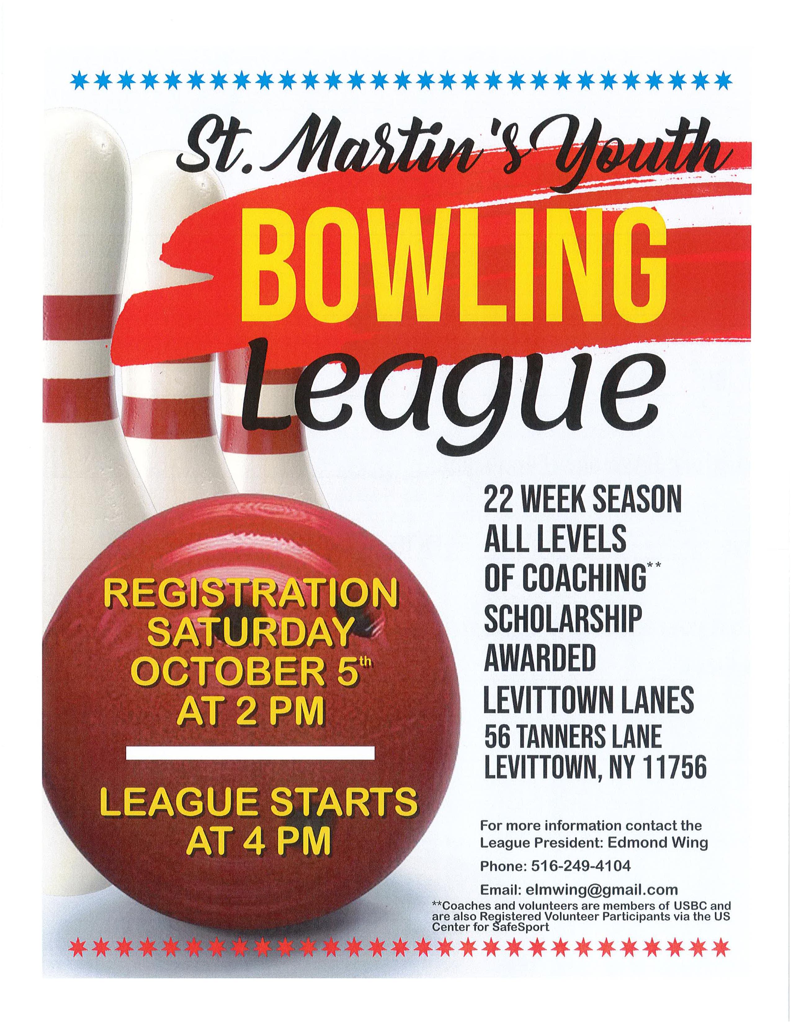 St Martins Junior Scholarship Bowling League 24-25 Flyer