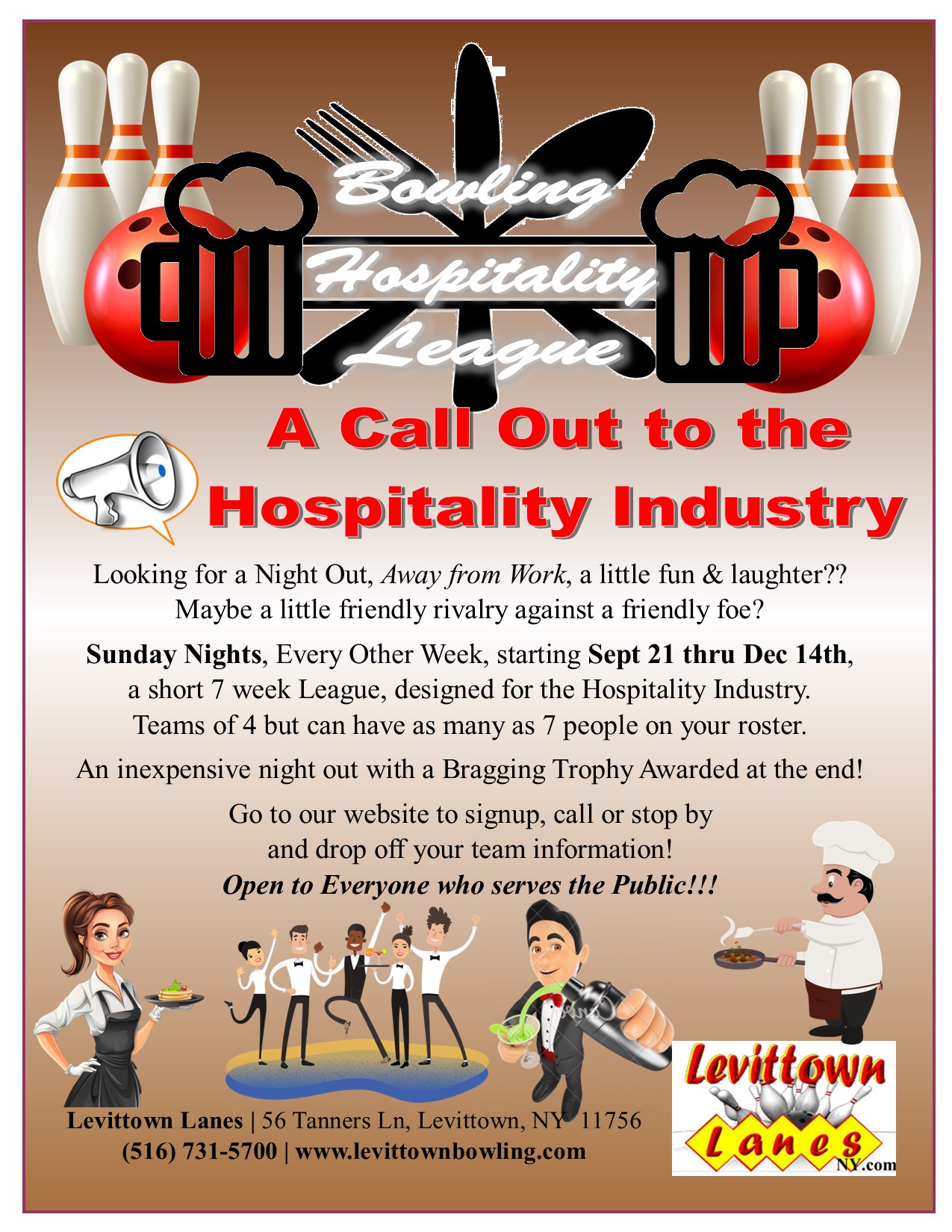 Join Our New Short Season Hospitality Bi-Monthly League, Starting Sept 21st