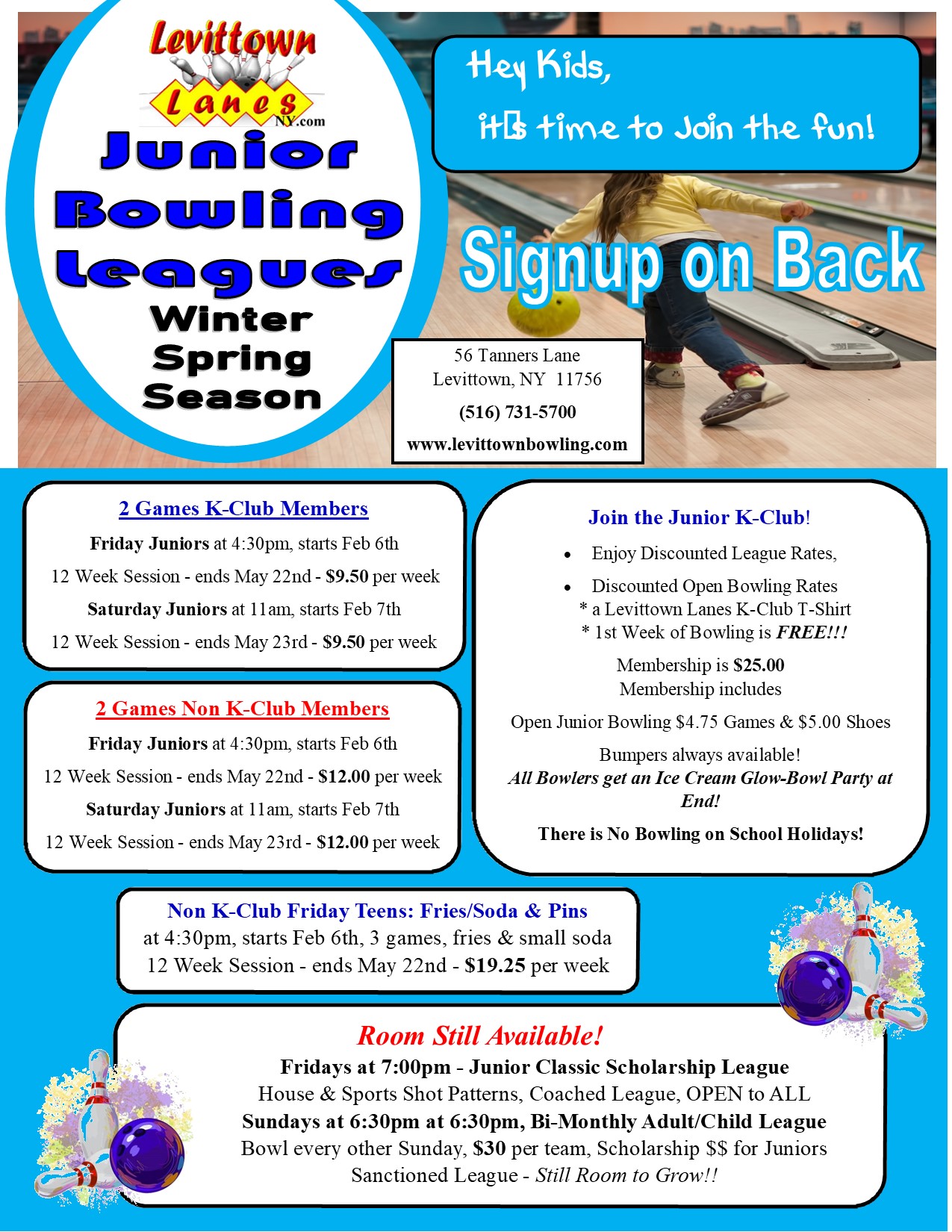 Winter/Spring Junior Starts, at Levittown Lanes