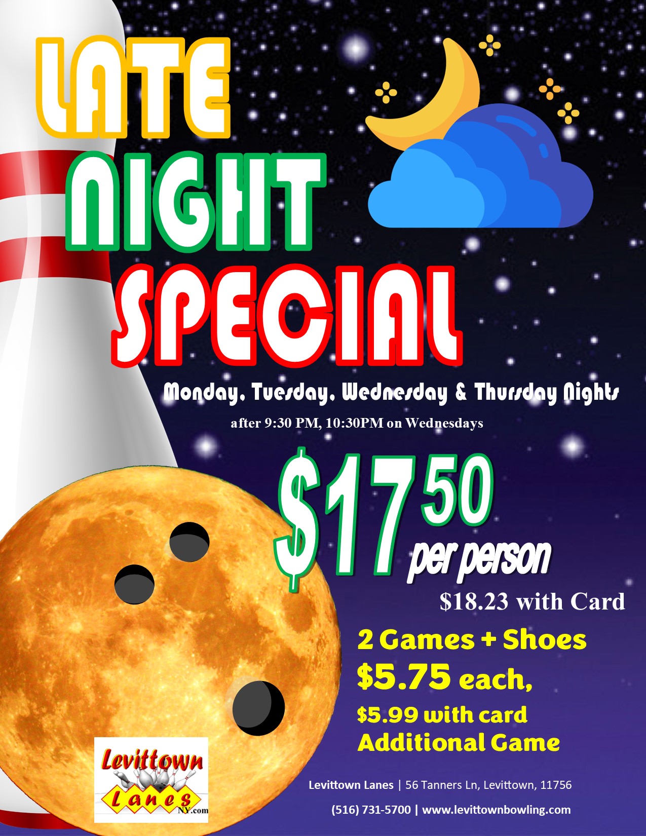 Our Late Special - Mondays, Tuesdays, Wednesdays & Thursdays