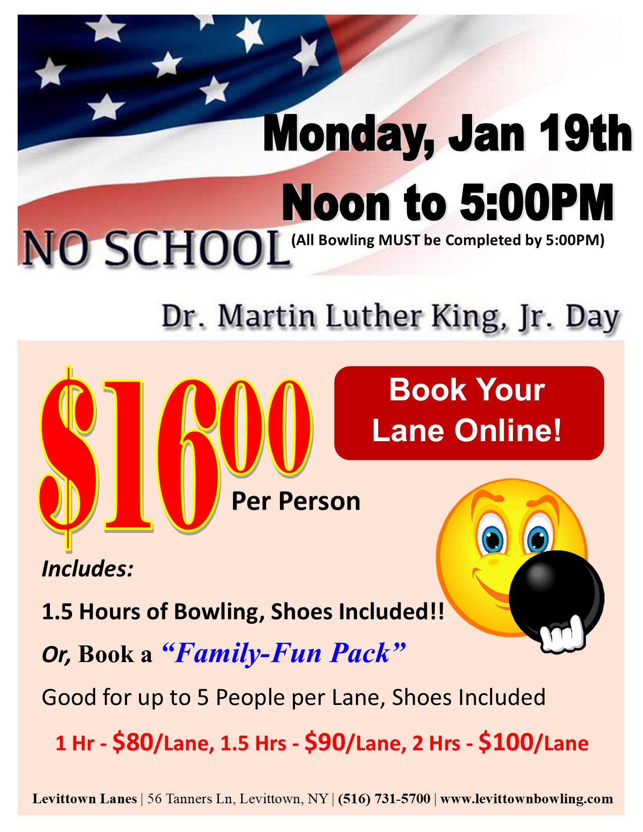 Our School's Off Bowling Special - MLK Day, Jan 19th, 2026