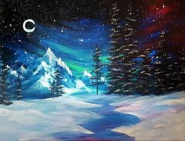 Join us for a Paint Nite Event, Jan 8th at 7PM - Winter at Galaxy Mountain