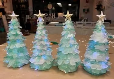 Join us for a Paint Nite Event, Nov 27th at 7PM - Seaglass Christmas Tree 9" (Real Seaglass)