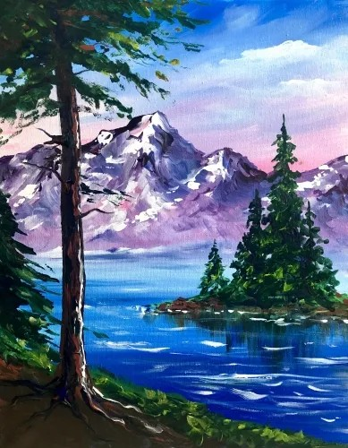 Join us for Paint Nite, Nov 15th, at 7PM - Adults Only - Happy Mountains and Trees