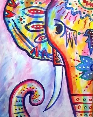 Join Us for a PaintNite Event, July19th, at 7PM - Rainbow: The Boho Elephant